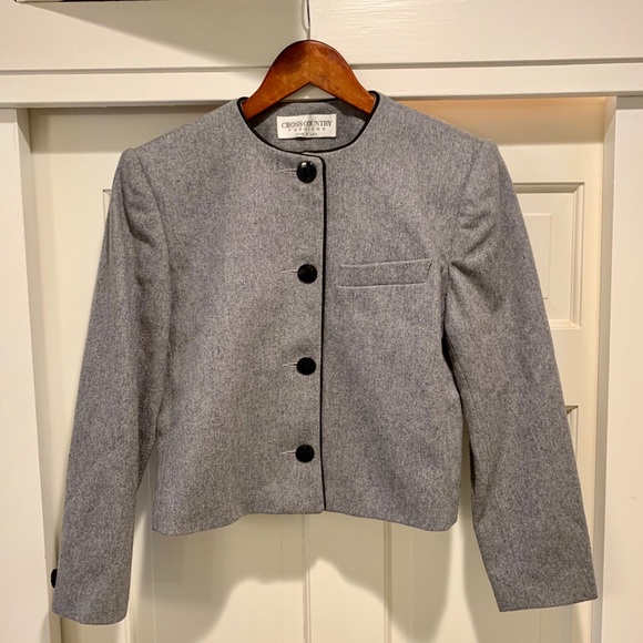 Vintage Cropped Wool Jacket with Black Trim 6P - Picture 3 of 7